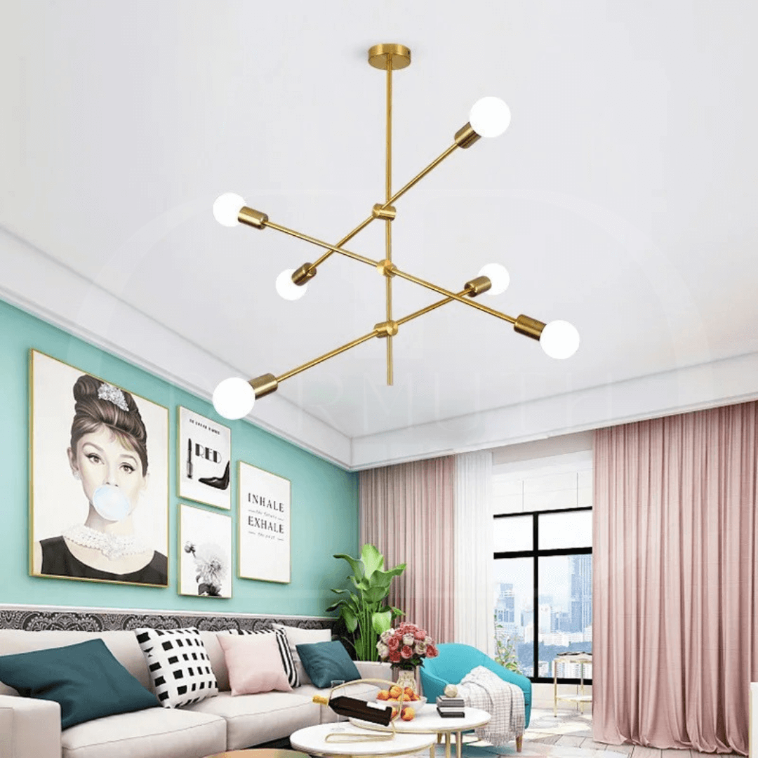 Lustre Moderno Dourado Luxuoso