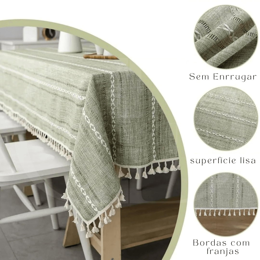 Toalha de Mesa Retangular em Linho de Algodão