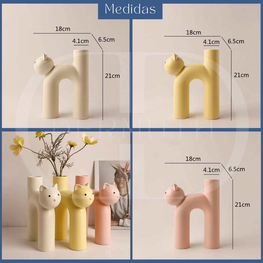 Vaso em Cerãmica Decorativo - Cats