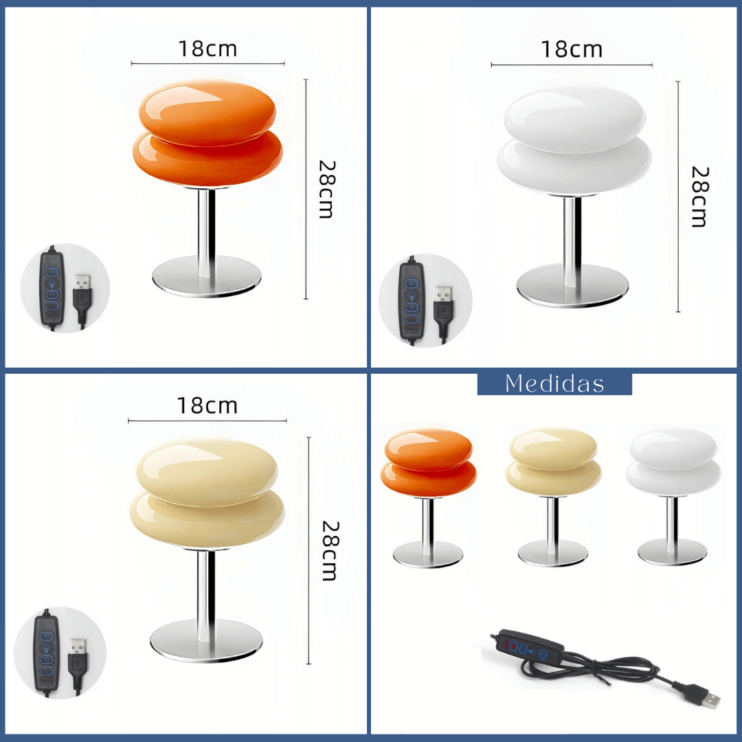 Luminária de Mesa Macaron em Vidro