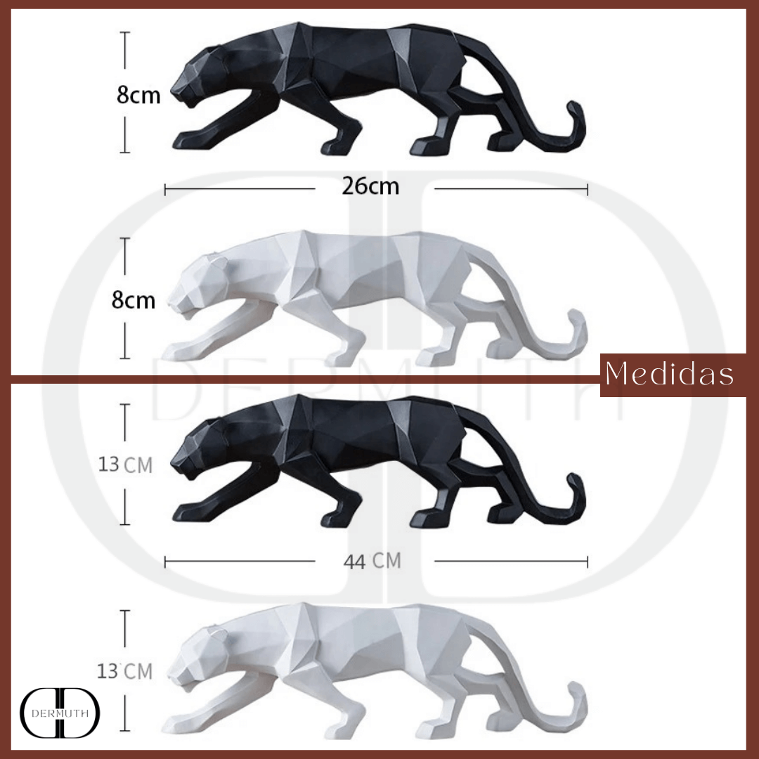 Escultura de Pantera Geométrica em Resina