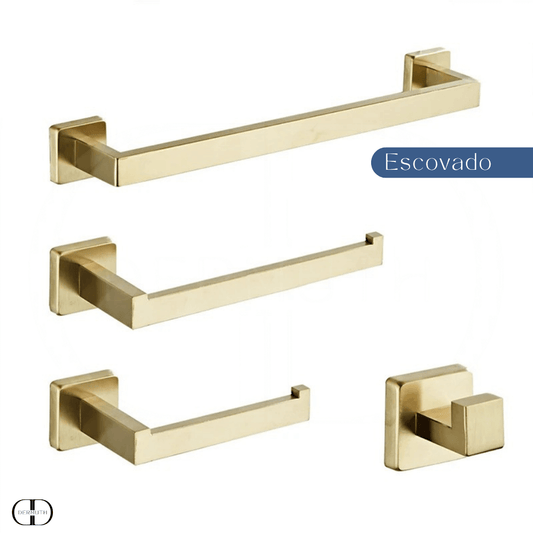 Kit de Acessórios para Banheiro em Aço Inox