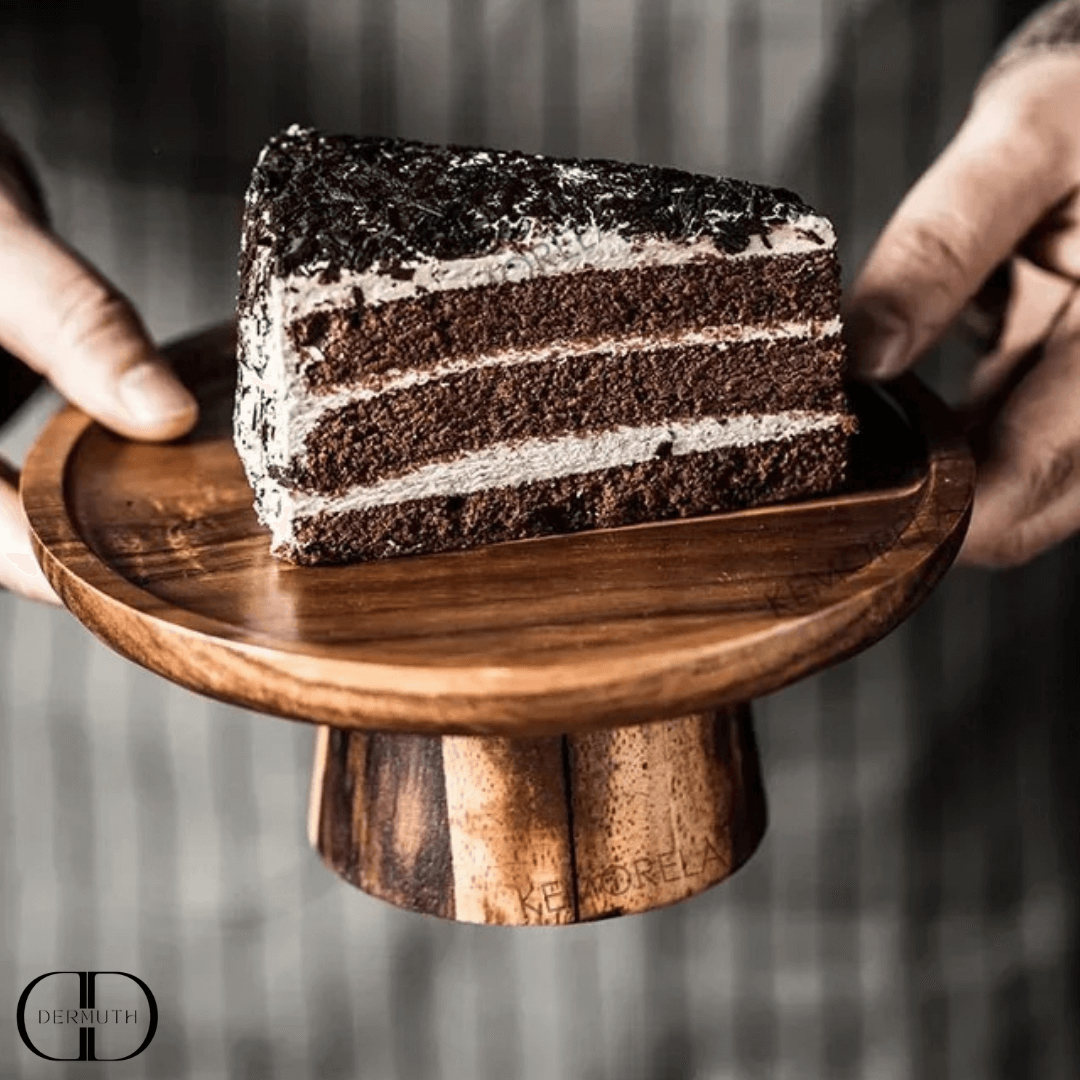 Prato de Bolo de Madeira Estilo Japonês