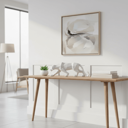 Escultura de Pantera Geométrica em Resina