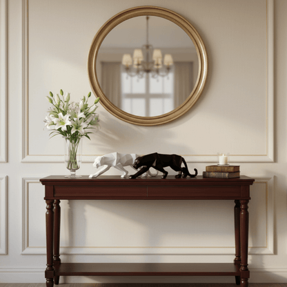 Escultura de Pantera Geométrica em Resina