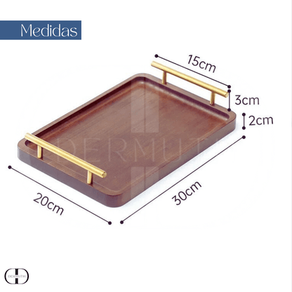 Bandeja Retangular em Bambu e Ébano