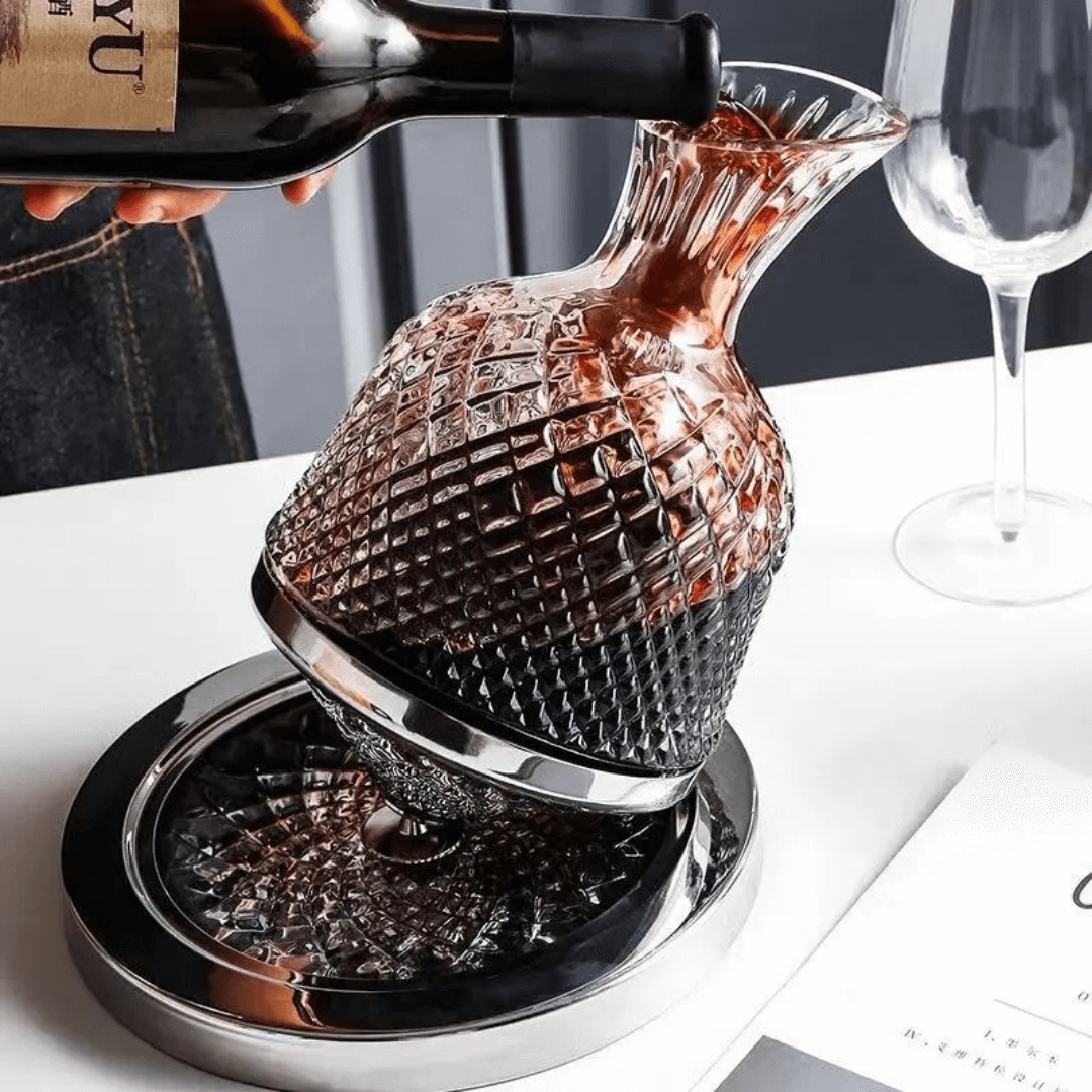 Decantador de Vinho Rotativo 360° em Cristal - Design Elegante