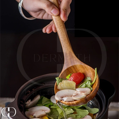 Conjunto de Utensílios de Cozinha em Madeira Natural