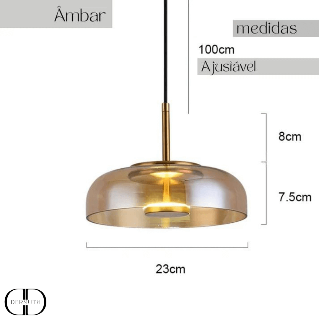 Luminária Pendente LED com Cúpula de Vidro