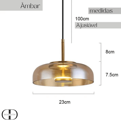 Luminária Pendente LED com Cúpula de Vidro