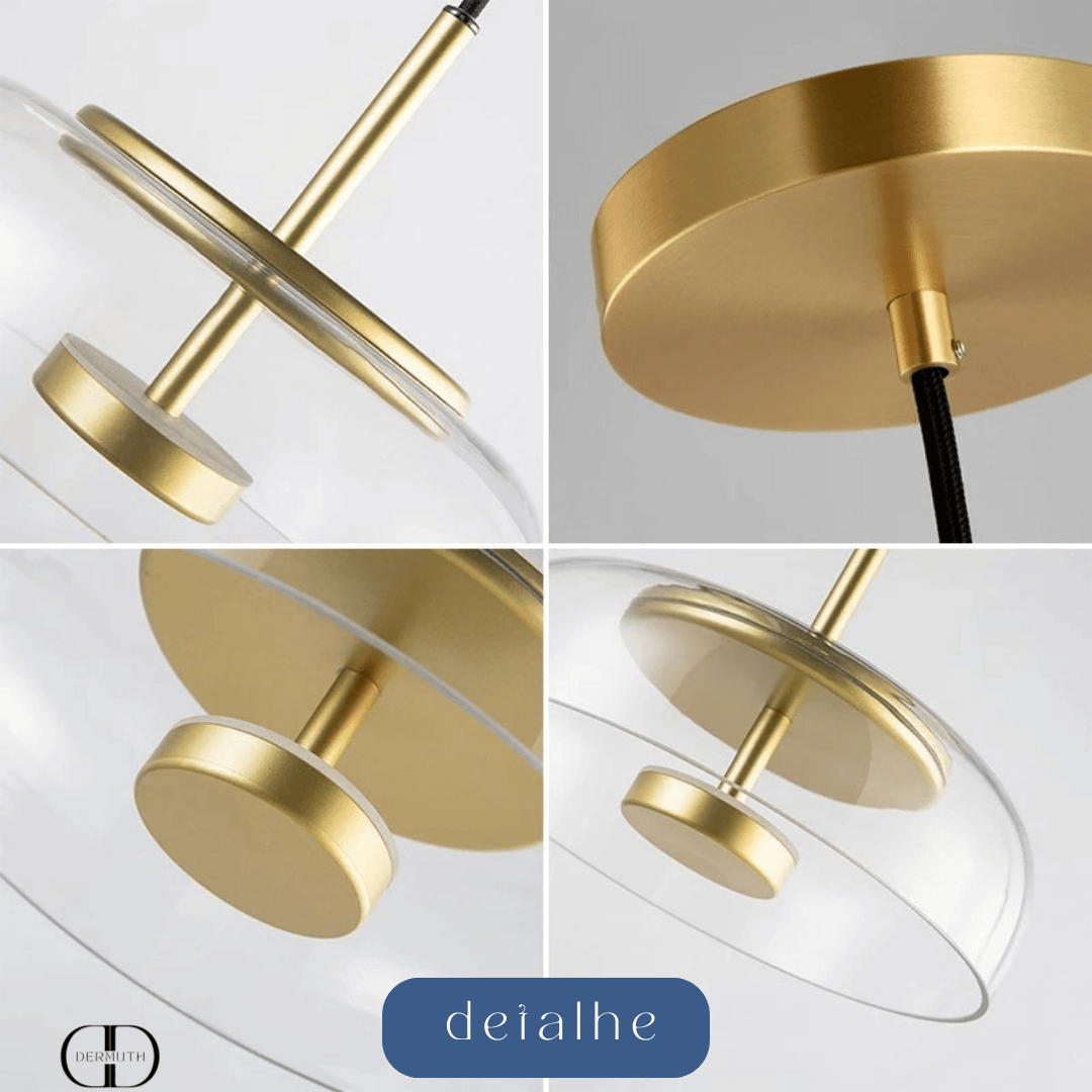 Luminária Pendente  em LED com Cúpula de Vidro