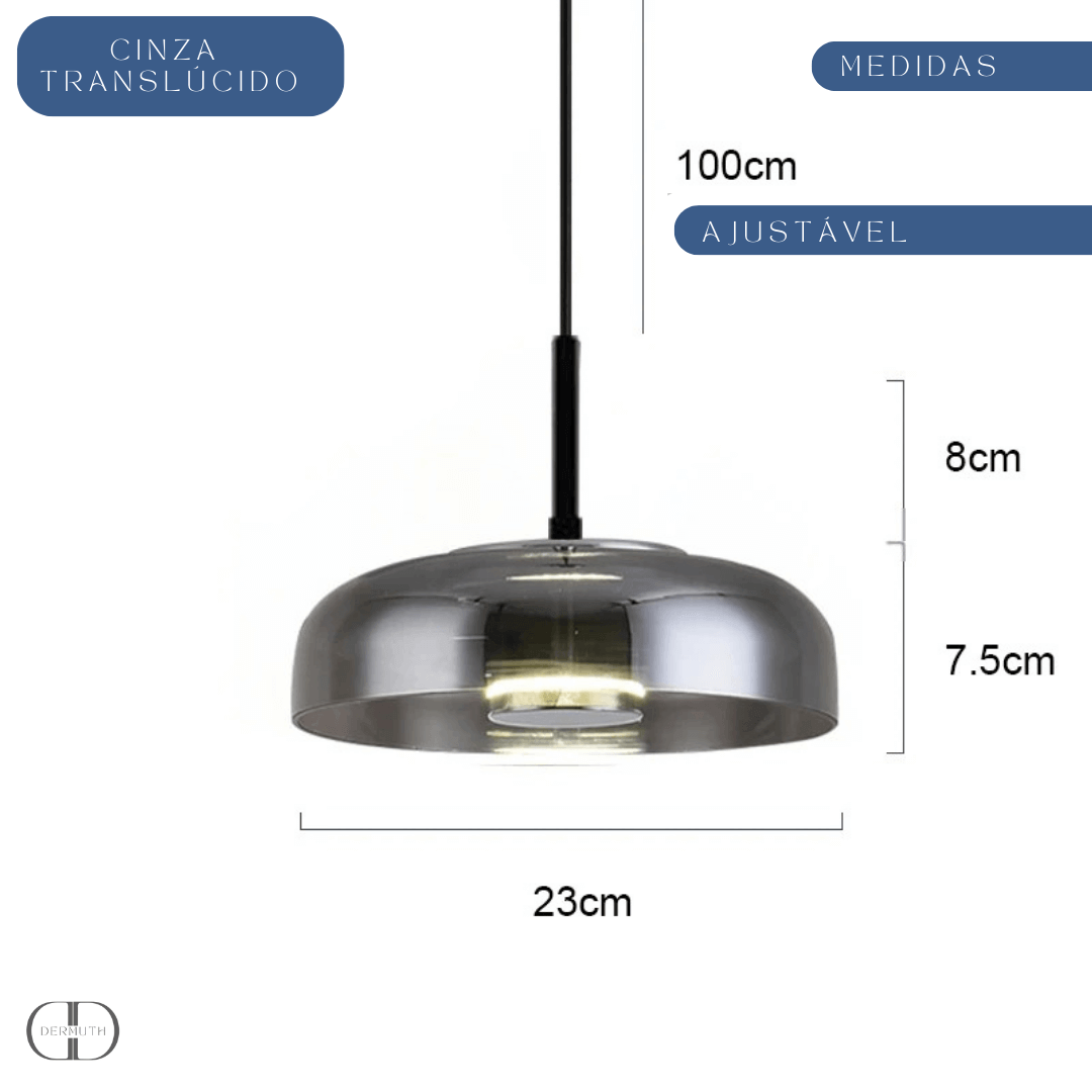 Luminária Pendente  em LED com Cúpula de Vidro