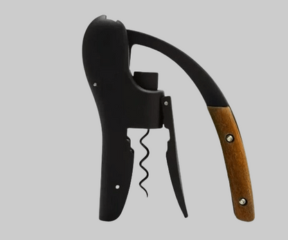 Abridor de Garrafas de Vinho – Formato de Alavanca com Cabo de Madeira