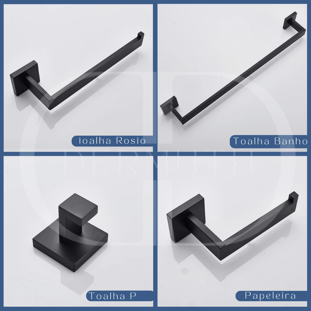 Kit de Acessórios para Banheiro em Aço Inox