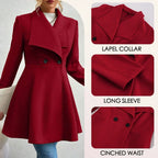 Casaco Feminino de Inverno com Gols Lapel e Botões