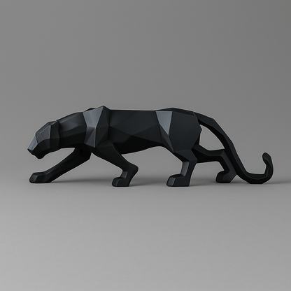 Escultura de Pantera Geométrica em Resina