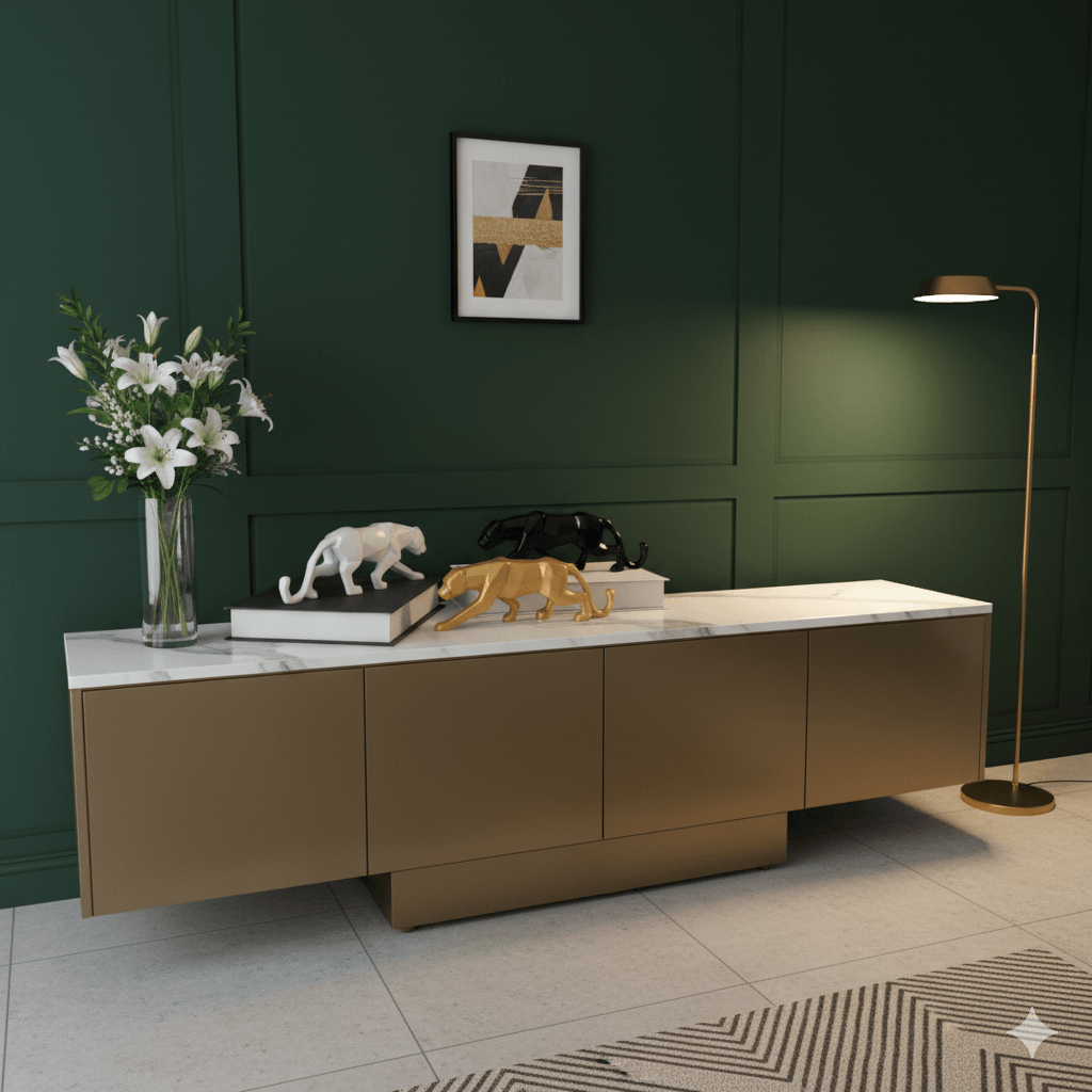 Escultura de Pantera Geométrica em Resina