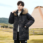 Jaqueta Masculina Longa com Capuz Peluciado – (Promoção de Inverno 2026)