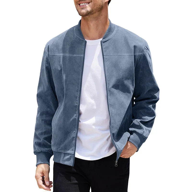 Jaqueta Masculina com Zíper e Gola Alta Casual Retrô – (Promoção de Inverno 2026)