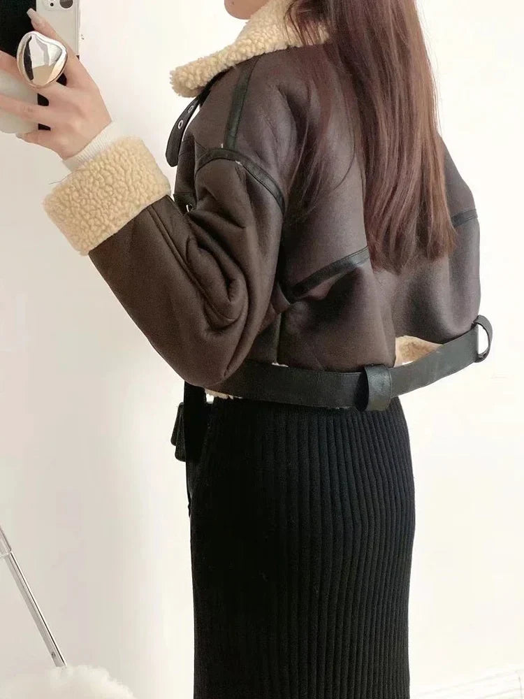 Jaqueta Feminina Aviador Acabamento em Couro – Estilo e Sofisticação para o Inverno