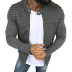 Jaqueta Masculina Slim com Listras, Zíper Frontal Estilo Esportivo – (Promoção de Inverno 2026)