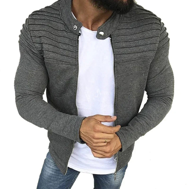 Jaqueta Masculina Slim com Listras, Zíper Frontal Estilo Esportivo – (Promoção de Inverno 2026)