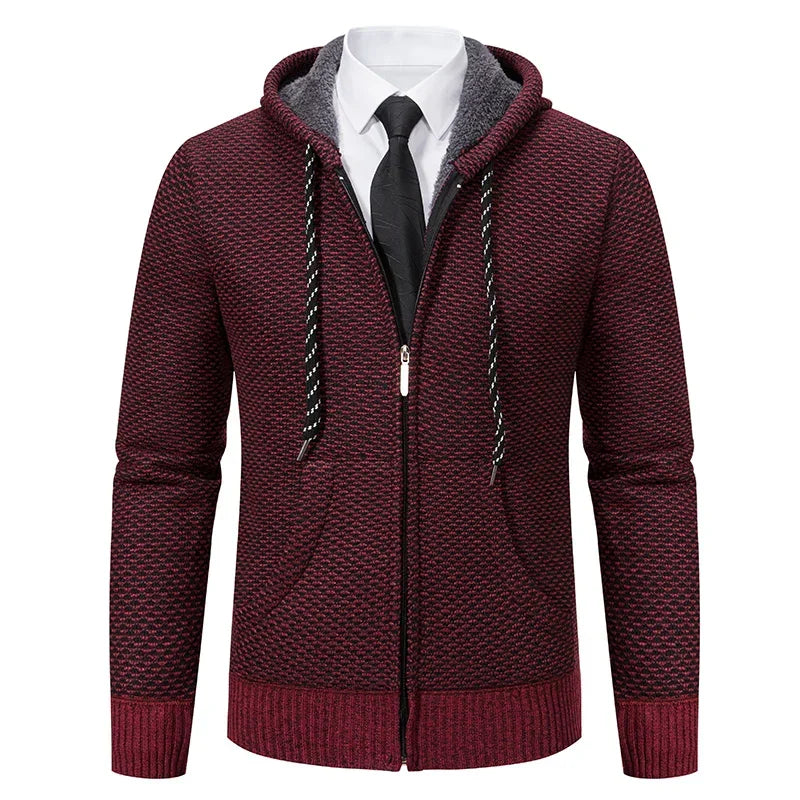 Jaqueta Masculina Cardigan com Gola Dobrável Forro Fleece Estilo Vintage – (Promoção de Inverno 2026)