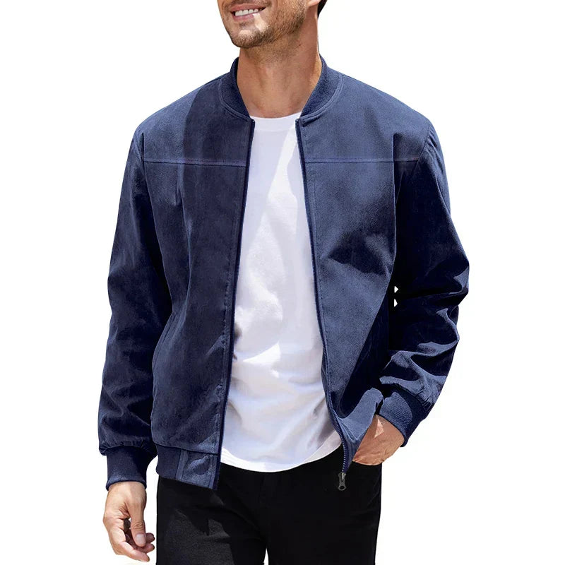 Jaqueta Masculina com Zíper e Gola Alta Casual Retrô – (Promoção de Inverno 2026)