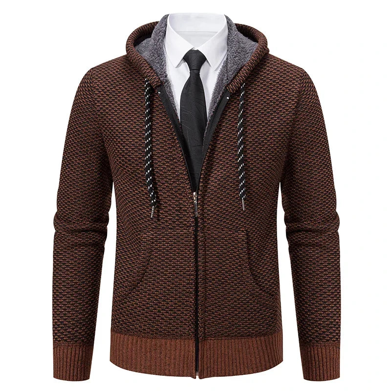 Jaqueta Masculina Cardigan com Gola Dobrável Forro Fleece Estilo Vintage – (Promoção de Inverno 2026)