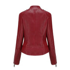 Jaqueta Feminina Slim Estilo Biker com Gola Dobrável e Detalhes Retrô - (Promoção de Inverno 2026)