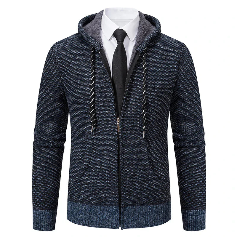 Jaqueta Masculina Cardigan com Gola Dobrável Forro Fleece Estilo Vintage – (Promoção de Inverno 2026)
