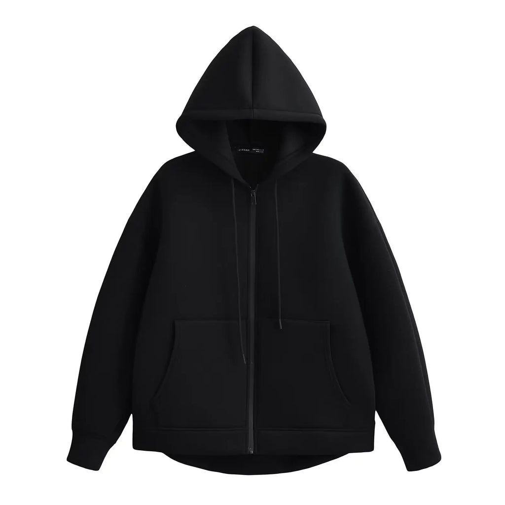 Casaco Feminino com Capuz e Bolsos Oversized