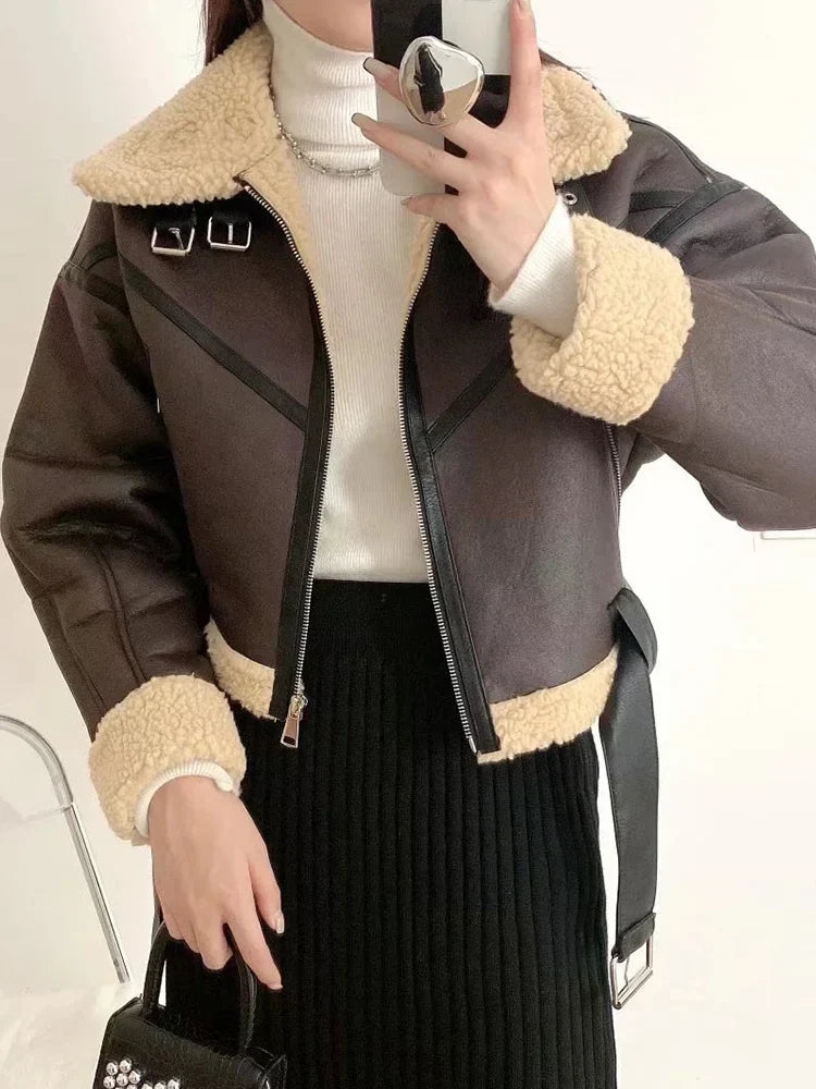 Jaqueta Feminina Aviador Acabamento em Couro – Estilo e Sofisticação para o Inverno