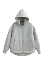 Casaco Feminino com Capuz e Bolsos Oversized