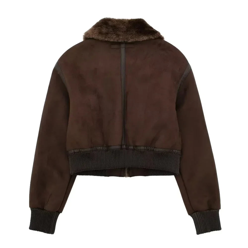 Jaqueta Feminina com Gola Alta Modelagem Solta Dupla Face – (Promoção de Inverno 2026)