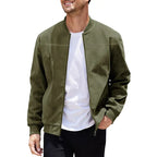 Jaqueta Masculina com Zíper e Gola Alta Casual Retrô – (Promoção de Inverno 2026)