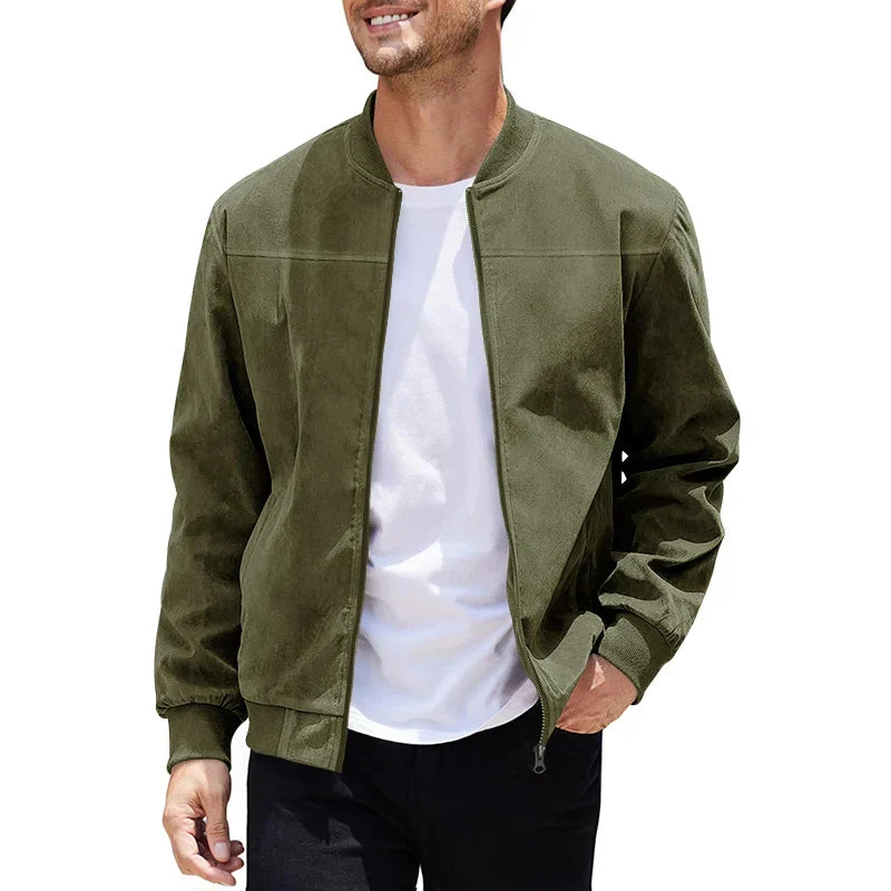 Jaqueta Masculina com Zíper e Gola Alta Casual Retrô – (Promoção de Inverno 2026)