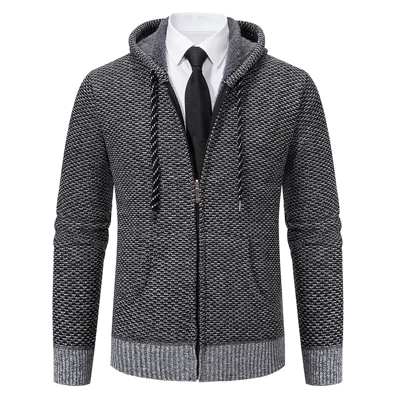 Jaqueta Masculina Cardigan com Gola Dobrável Forro Fleece Estilo Vintage – (Promoção de Inverno 2026)