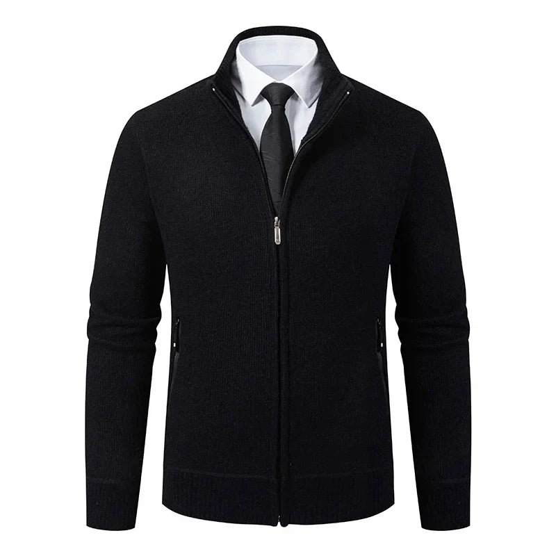 Jaqueta Masculina Cardigan com Gola Dobrável Forro Fleece Estilo Vintage – (Promoção de Inverno 2026)