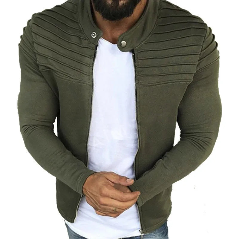 Jaqueta Masculina Slim com Listras, Zíper Frontal Estilo Esportivo – (Promoção de Inverno 2026)