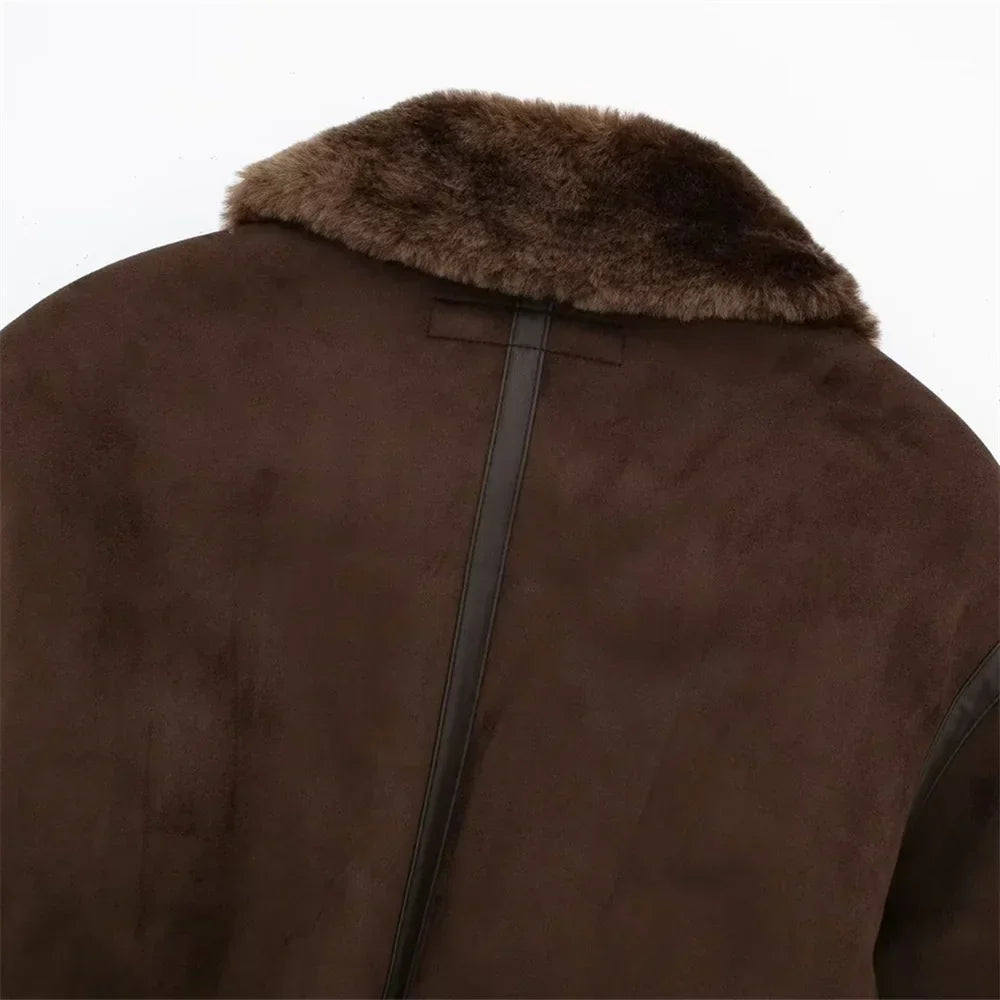 Jaqueta Feminina com Gola Alta Modelagem Solta Dupla Face – (Promoção de Inverno 2026)
