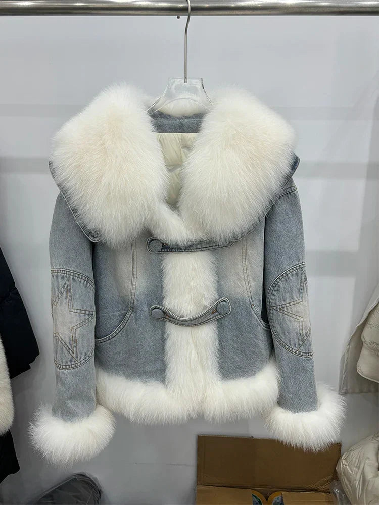 Jaqueta Jeans Feminina com Gola e Forro de lã – (Promoção de Inverno 2026)