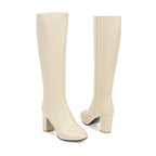 Bota Feminina de Cano Alto com Salto Grosso Estilo Versátil Forro Quente – (Promoção de Inverno 2026)