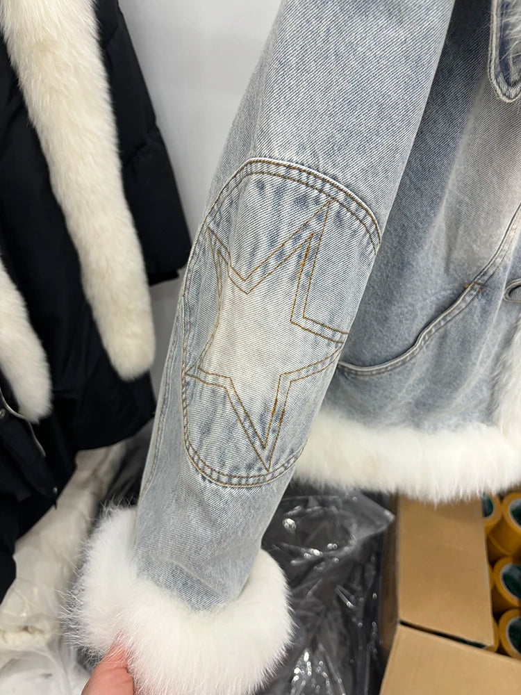 Jaqueta Jeans Feminina com Gola e Forro de lã – (Promoção de Inverno 2026)