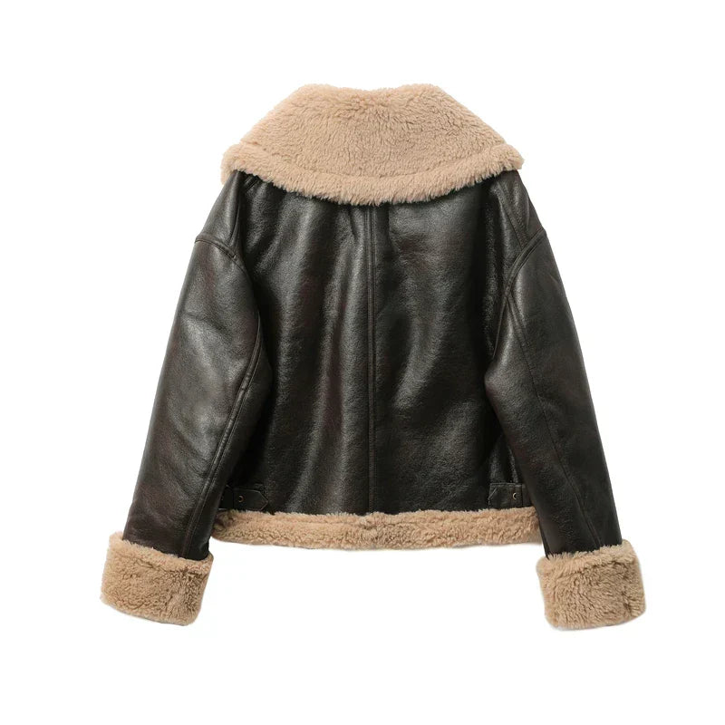 Jaqueta Feminina Curta com Forro Quente Design Dupla Face – (Promoção de Inverno 2026)
