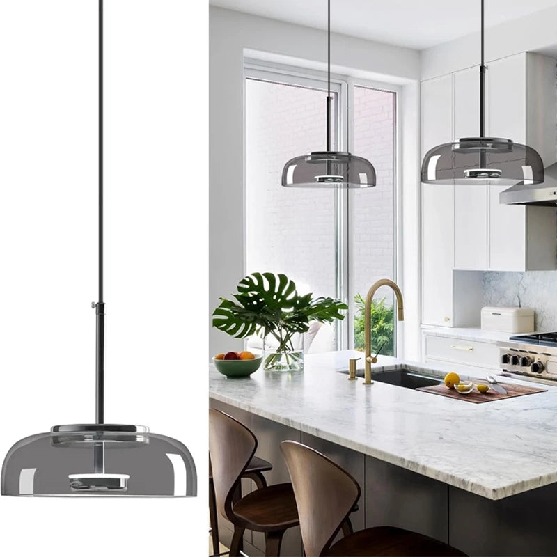 Luminária Pendente  em LED com Cúpula de Vidro