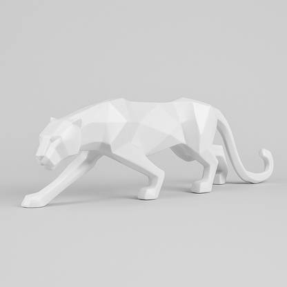 Escultura de Pantera Geométrica em Resina