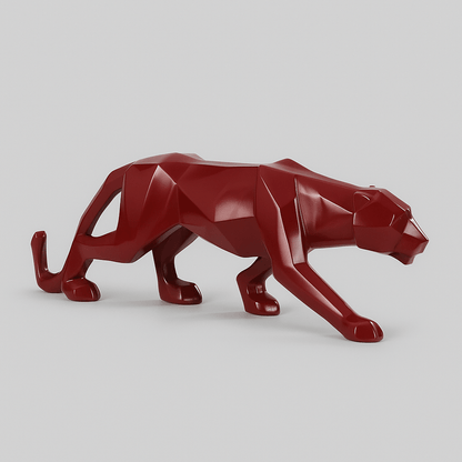 Escultura de Pantera Geométrica em Resina