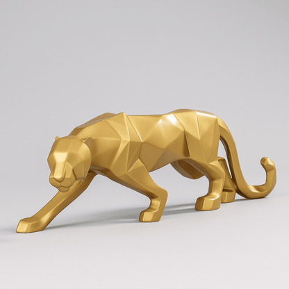Escultura de Pantera Geométrica em Resina