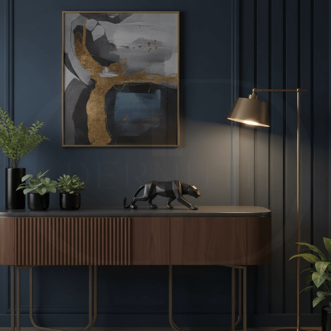 Escultura de Pantera Geométrica em Resina